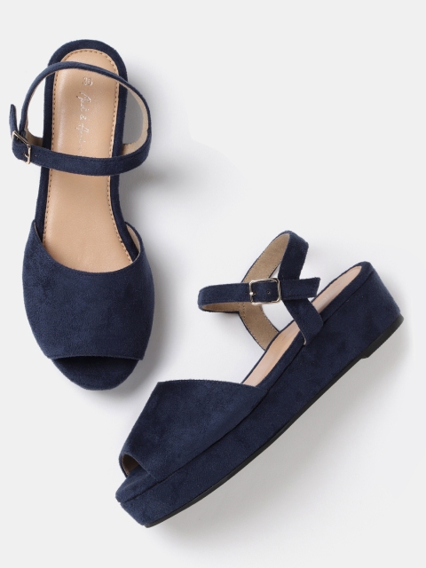 

Mast & Harbour Women Navy Blue Solid Flatforms