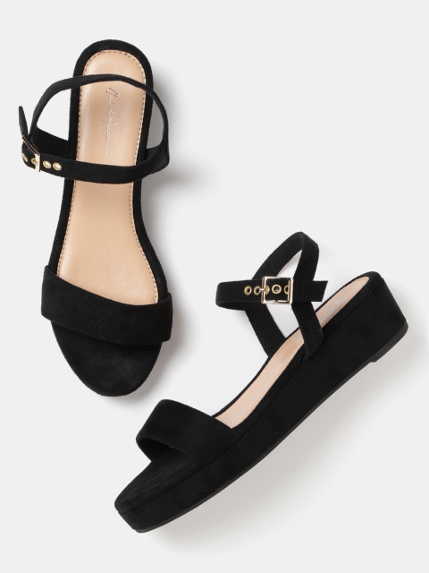 

Mast & Harbour Women Black Solid Sandals