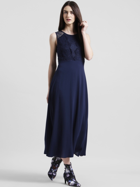 

Zink London Women Navy Blue Solid Fit and Flare Dress