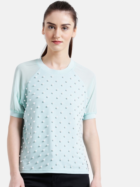 

Zink London Women Blue Embellished Top