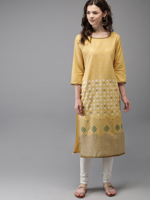 

Moda Rapido Women Beige Printed Straight Kurta