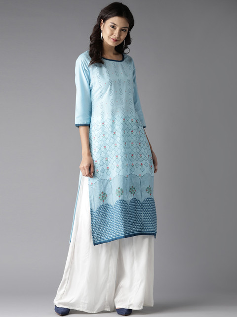 

Moda Rapido Women Blue Printed Straight Kurta