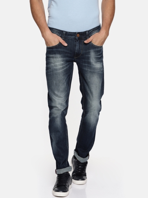 

American Bull Men Blue Slim Fit Low-Rise Clean Look Stretchable Jeans