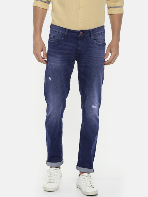 

American Bull Men Blue Slim Fit Low-Rise Mildly Distressed Stretchable Jeans