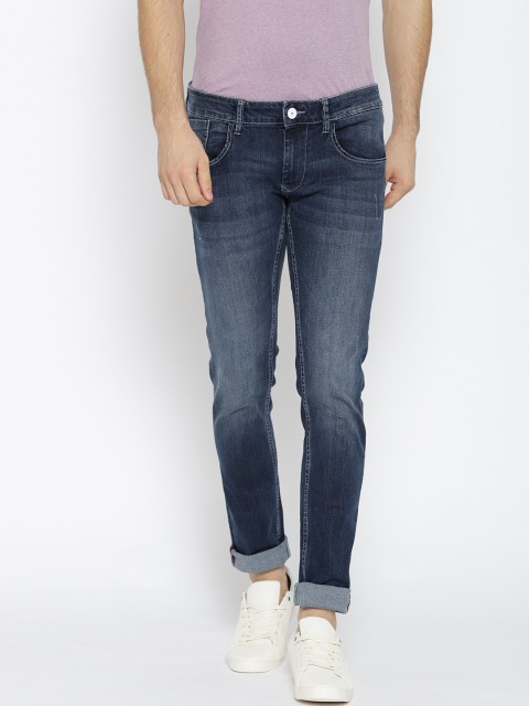 

American Bull Men Blue Skinny Fit Low-Rise Low Distress Stretchable Jeans