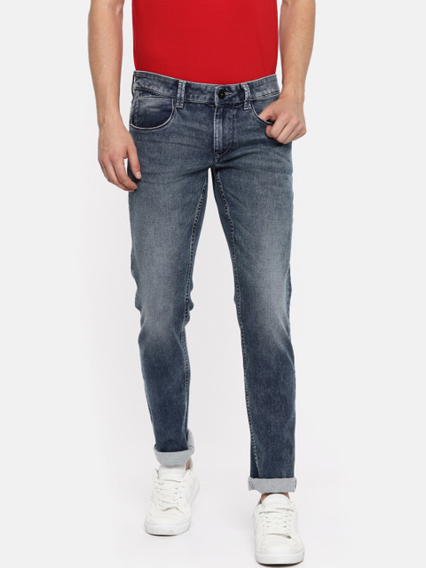 

American Bull Men Blue Slim Fit Low-Rise Clean Look Stretchable Jeans