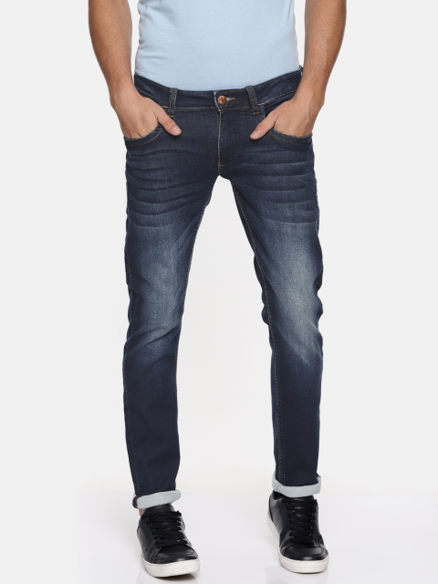 

American Bull Men Blue Skinny Fit Low-Rise Low Distress Stretchable Jeans