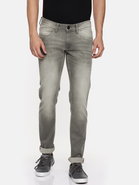 

American Bull Men Grey Skinny Fit Low-Rise Clean Look Stretchable Jeans