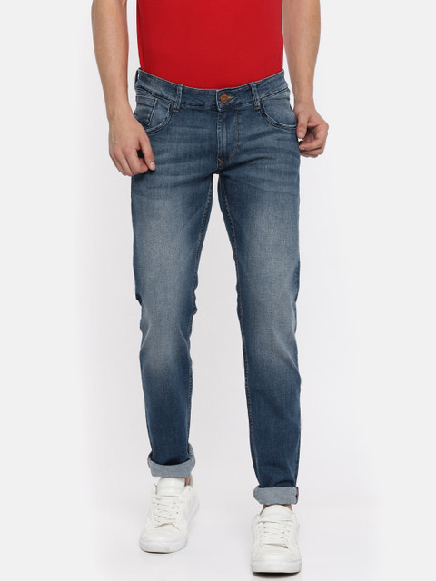 

American Bull Men Blue Slim Fit Low-Rise Clean Look Stretchable Jeans