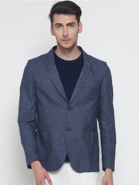 

The Indian Garage Co Blue Self-Design Slim Fit Single-Breasted Casual Blazer