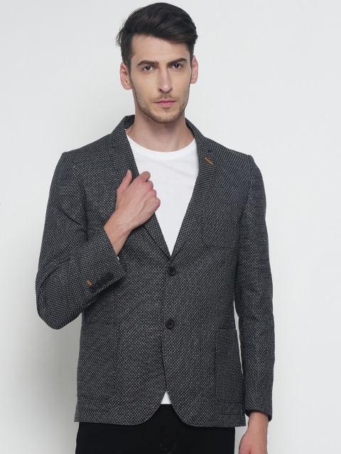 

The Indian Garage Co Black Self-Design Slim Fit Single-Breasted Casual Blazer