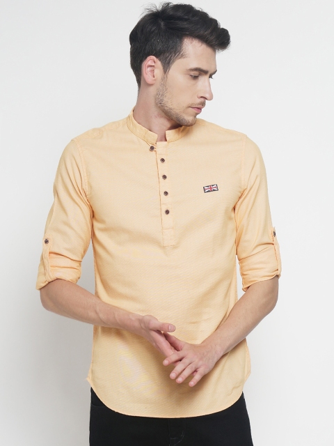 

The Indian Garage Co Men Yellow Solid Straight Kurta