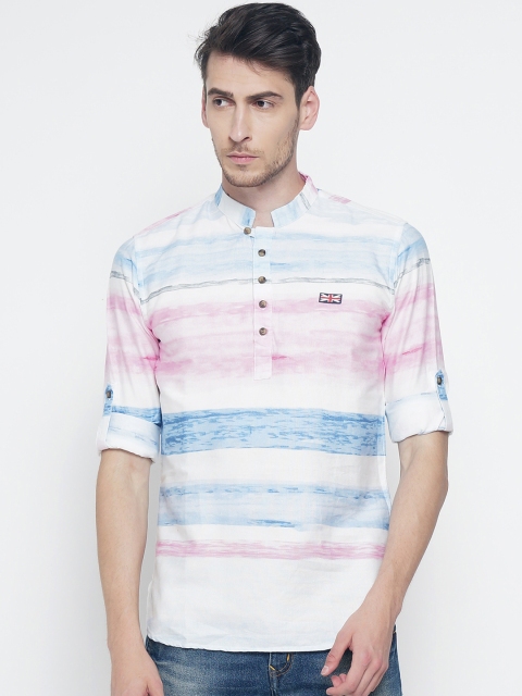 

The Indian Garage Co Men Blue Printed Straight Kurta
