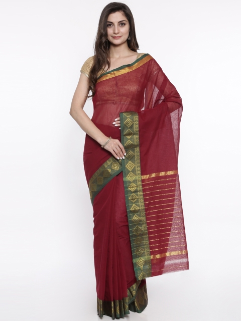 

Pavechas Maroon Pure Cotton Solid Venkatgiri Saree
