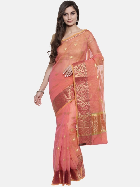 

Pavechas Pink Cotton Blend Checked Kota Saree