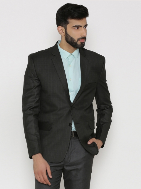 

Wintage Black Checked Single-Breasted Tailored Fit Formal Blazer