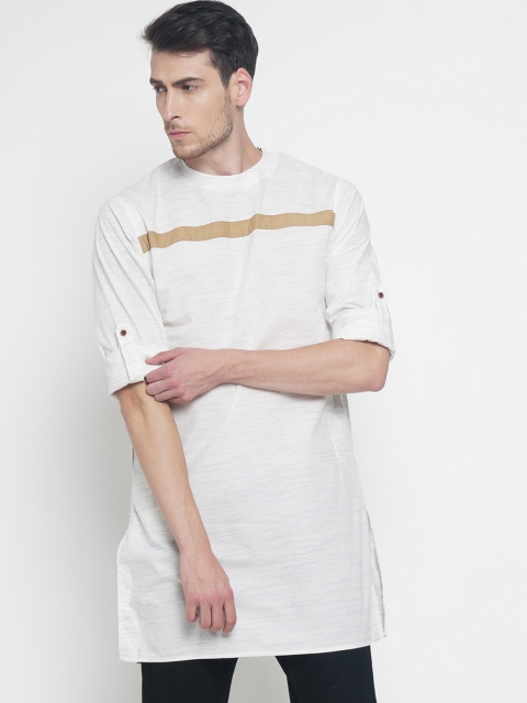 

Freehand Men White Solid Straight Kurta