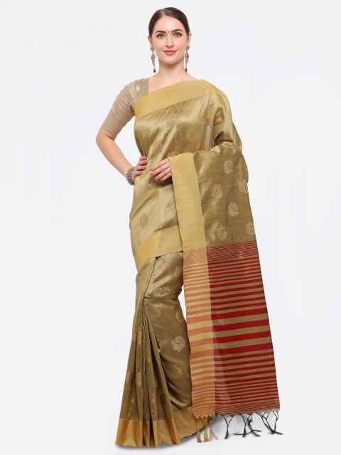 

Satrani Beige Tussar Silk Jacquard Woven Design Maheshwari Saree