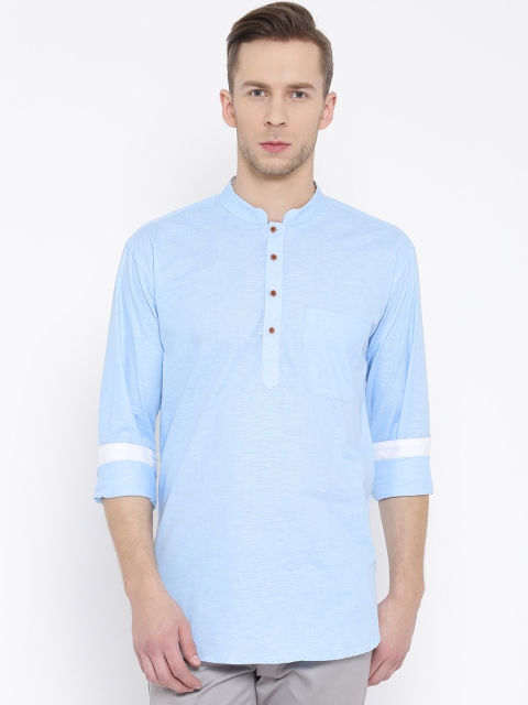 

DENNISON Men Blue Solid Straight Kurta