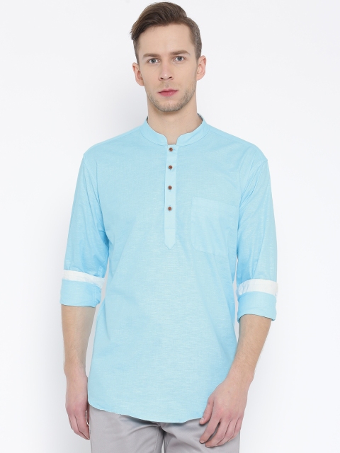 

DENNISON Men Blue Solid Straight Kurta