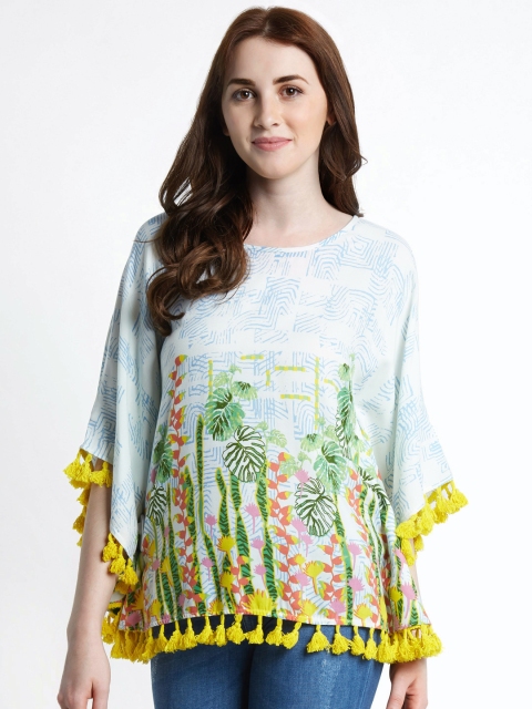 

AKKRITI BY PANTALOONS Women Yellow Printed Kaftan Top