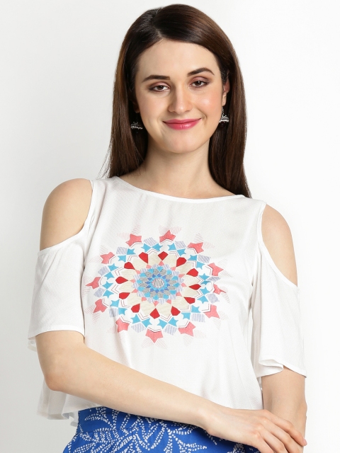 

AKKRITI BY PANTALOONS Women White Printed Top