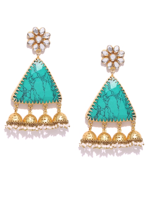

Melani Borsa Turquoise Blue Gold-Plated Handcrafted Triangular Drop Earrings