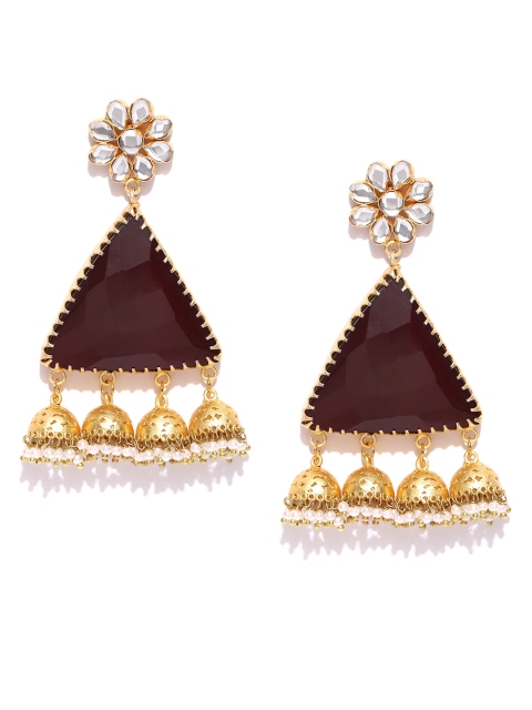 

Melani Borsa Maroon Gold-Plated Handcrafted Triangular Drop Earrings