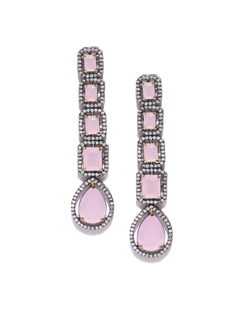 

Melani Borsa Pink & Gunmetal-Toned Contemporary Handcrafted Drop Earrings