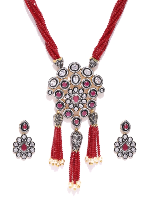 

Melani Borsa Maroon Gold-Plated Handcrafted Kundan & Stone-Studded Jewellery Set