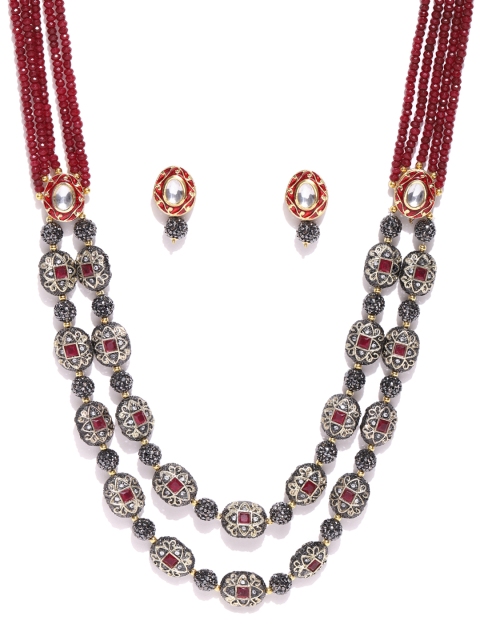 

Melani Borsa Maroon Gold-Plated Handcrafted Kundan Studded Jewellery Set