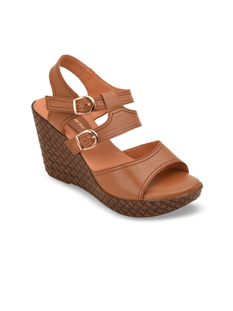 

pelle albero Women Tan Solid Leather Wedges