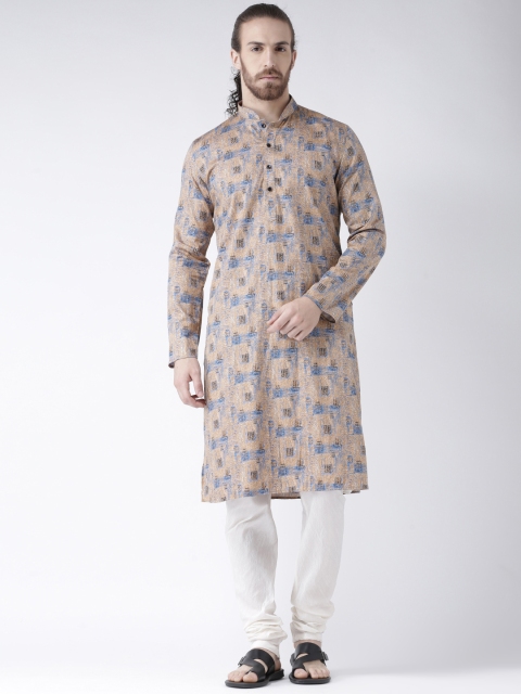 

DEYANN Men Brown Printed Straight Kurta