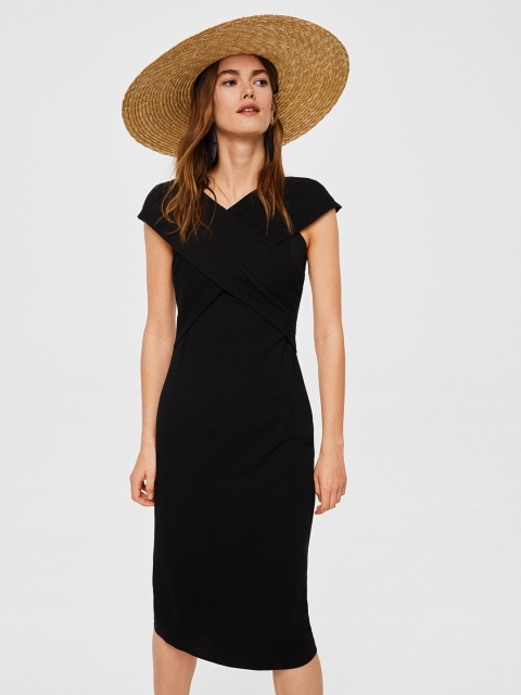 

MANGO Women Black Solid Midi Bodycon Dress