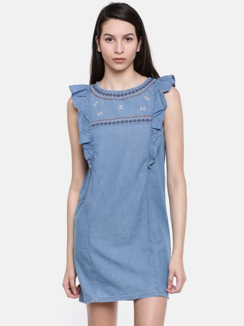 

Lee Cooper Women Blue Solid A-Line Dress