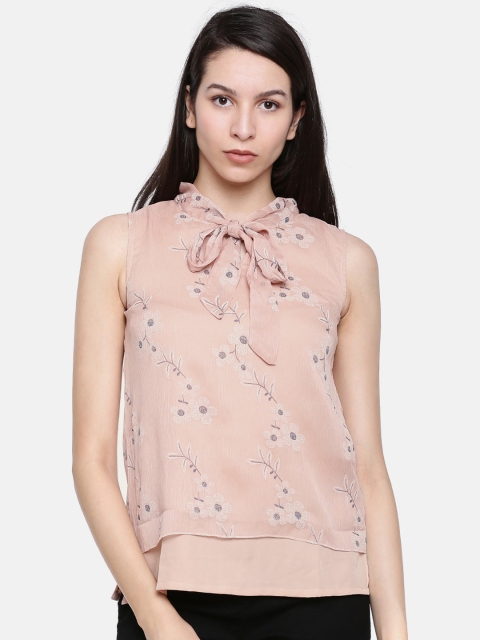 

Lee Cooper Women Peach-Coloured Printed Top