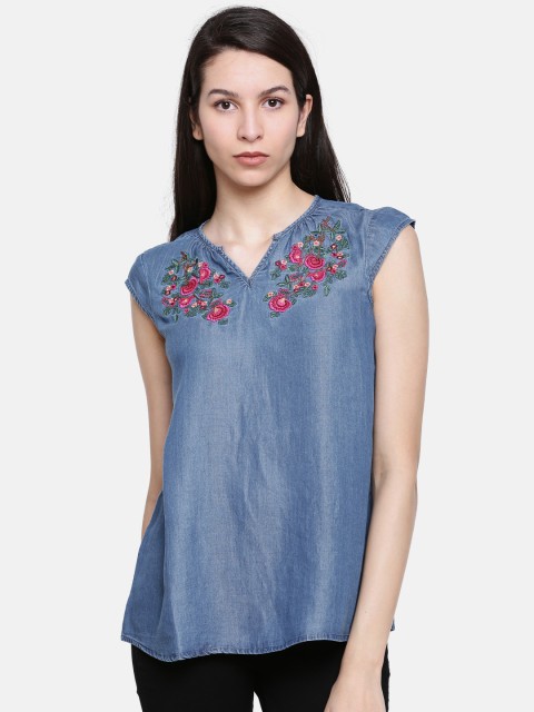 

Lee Cooper Women Blue Solid Top