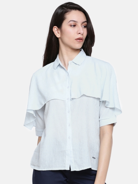 

Lee Cooper Women Blue Striped Shirt Style Top