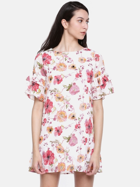 

Lee Cooper Women White Printed A-Line Dress