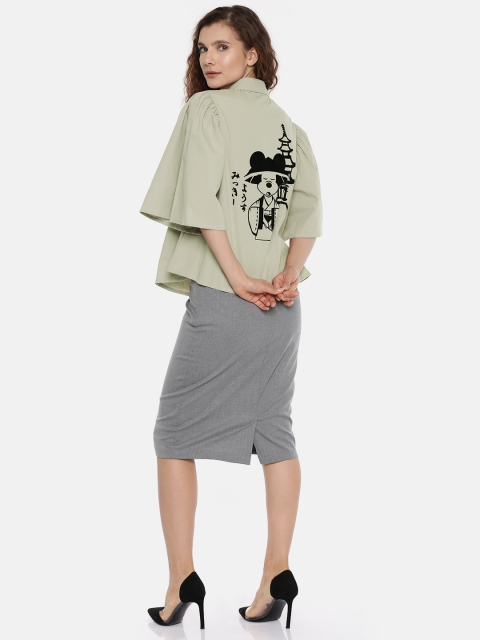 

Vero Moda Women Grey Boxy Self-Design Casual Shirt