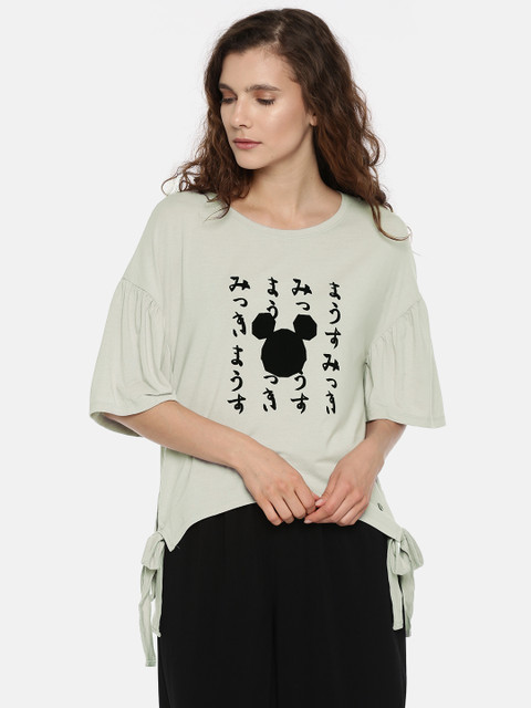 

Vero Moda Women Grey Printed Round Neck T-shirt