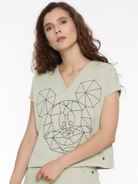 

Vero Moda Women Grey Printed Boxy Top