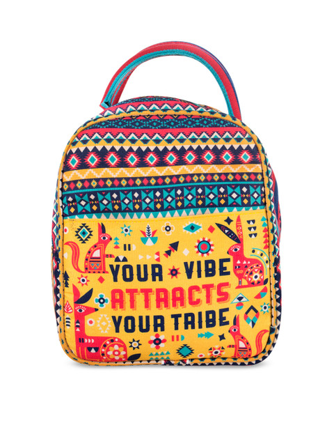 

Chumbak Yellow Printed Handheld Bag