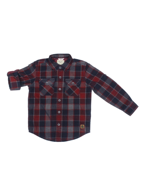 

Allen Solly Junior Boys Navy Blue & Maroon Regular Fit Checked Casual Shirt