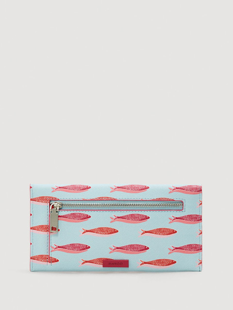 

MANGO Women Blue & Pink Printed Two Fold Wallet