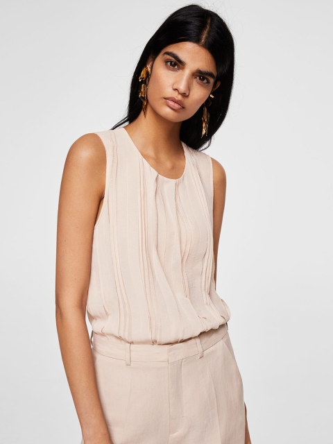 

MANGO Women Beige Solid Top
