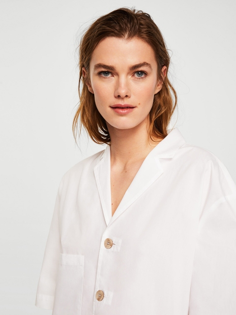 

MANGO Women Off-White Solid Shirt Style Top