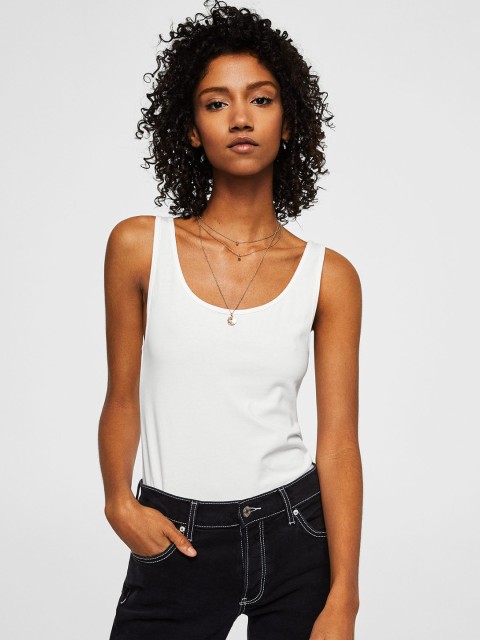

MANGO Women White Solid Top