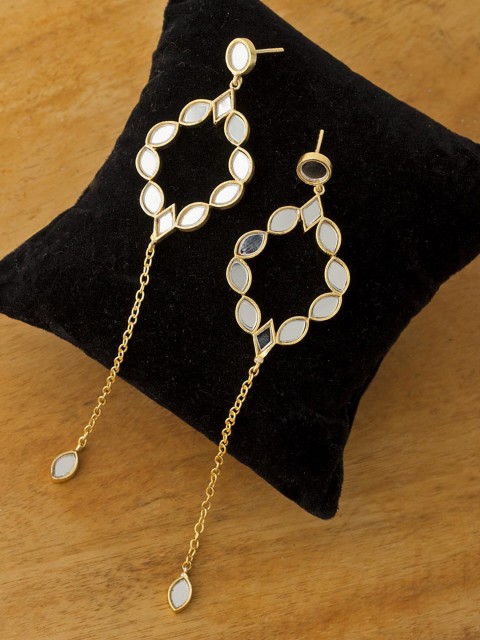 

Voylla Gold-Toned Contemporary Drop Earrings