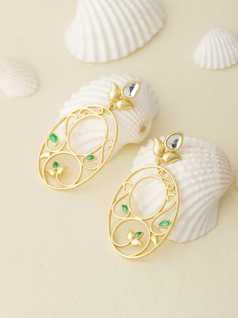 

Voylla Gold-Toned Oval Drop Earrings